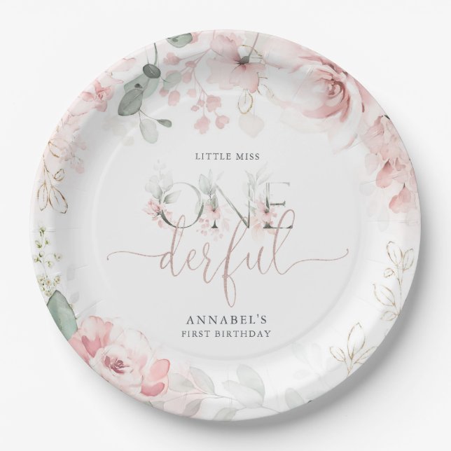 Little Miss Onederful Paper Plates (Front)