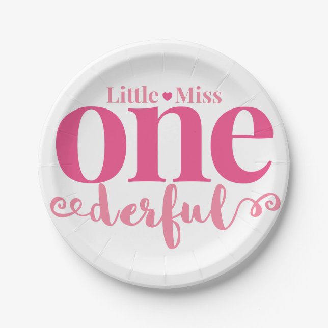 Little Miss Onederful Party Plates (Front)