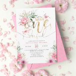 Little Miss ONEderful Pink Floral 1st Birthday Inv Invitation<br><div class="desc">Lovely floral cute first birthday invitations 'Little Miss Onederful'</div>