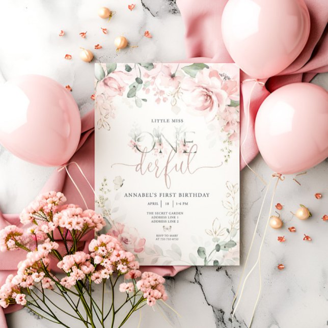 Little Miss Onederful Real Foil Invitation (Creator Uploaded)