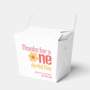 Little Miss Onederful Retro Groovy First Birthday Favour Box