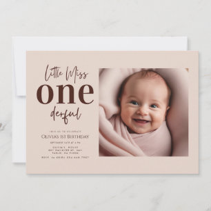 Little Miss ONEderful script photo Invitation