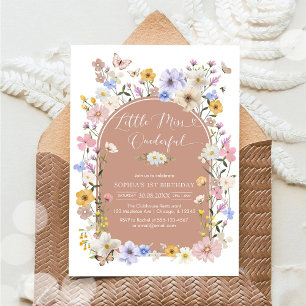 Little Miss ONEderful Wildflower 1st Birthday Invitation