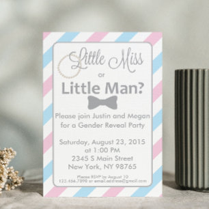 Little Miss or Little Man Gender Reveal Invitation