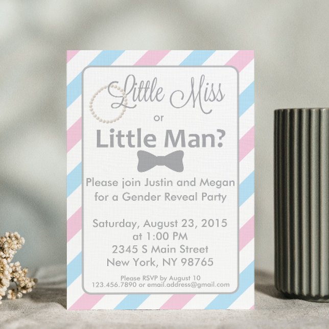 Little Miss or Little Man Gender Reveal Invitation (Creator Uploaded)