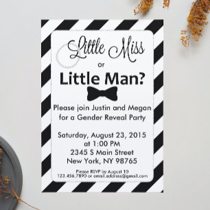 Little Miss or Little Man Gender Reveal Invitation
