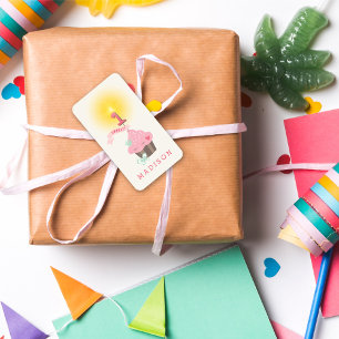 Little Miss Pink Cupcake Girl 1st Birthday Party Label