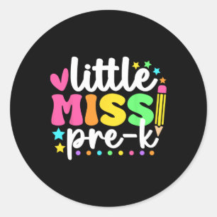 Little Miss Pre-k Back To School Teachers Students Classic Round Sticker