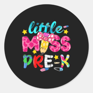 Little Miss Pre-k Coquette Pencil Back To School G Classic Round Sticker