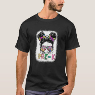Little Miss Pre K Cute Messy Bun Girls Back To Sch T-Shirt