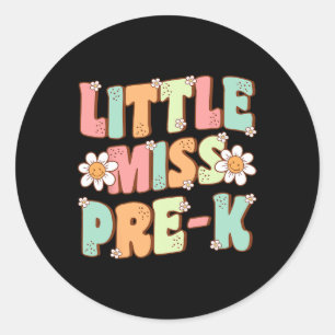 Little Miss Pre-K Girls Back To School Retro Daugh Classic Round Sticker