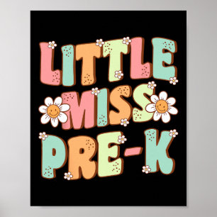 Little Miss Pre-K Girls Back To School Retro Daugh Poster