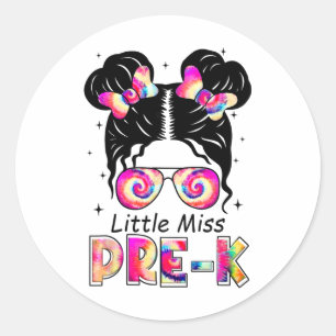 Little Miss Pre-k Girls Ck To School Shirt Daughte Classic Round Sticker