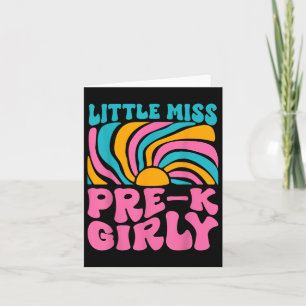 Little Miss Pre-k Girly Retro Back To School Pre-k Card