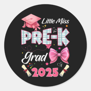 Little Miss Pre-k Grad 2025 Coquette Preschool Gra Classic Round Sticker