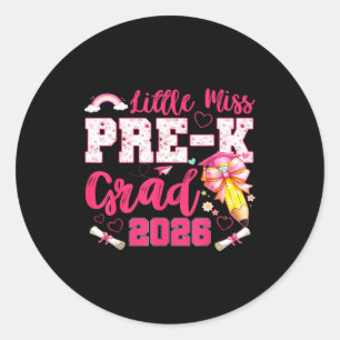 Little miss pre-k grad 2026 coquette preschool classic round sticker