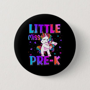 Little Miss Pre-k Unicorn Ck To School Girls 6 Cm Round Badge