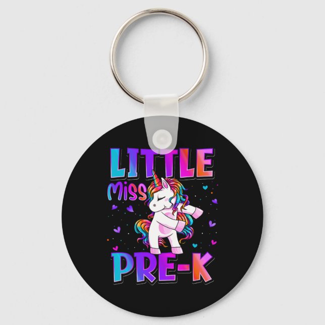 Little Miss Pre-k Unicorn Ck To School Girls  Key Ring (Front)