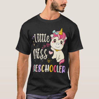 Little Miss Preschool First Day Of School Unicorn T-Shirt