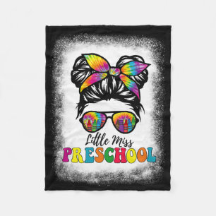 Little Miss Preschool Tie Dye Messy Bun Girl Schoo Fleece Blanket