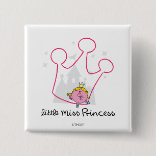 Little Miss Princess   Giant Pink Crown 15 Cm Square Badge