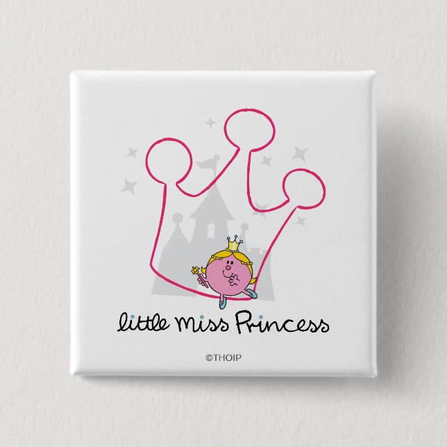 Little Miss Princess | Giant Pink Crown 15 Cm Square Badge (Front)