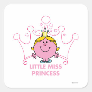Little Miss Princess   Pink Five Pointed Crown Square Sticker