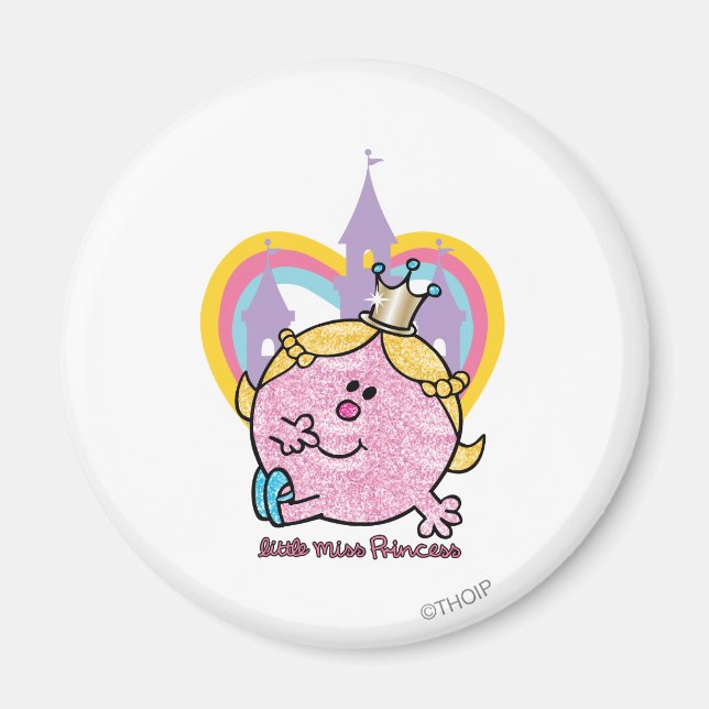 Little Miss Princess Posing With Castle & Heart Magnet (Front)