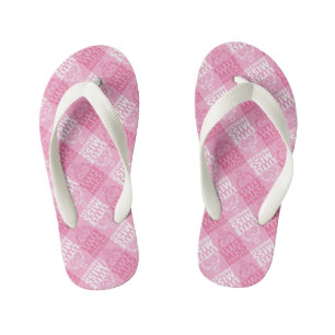 Little Miss Princess   Pretty In Pink Pattern Kid's Thongs
