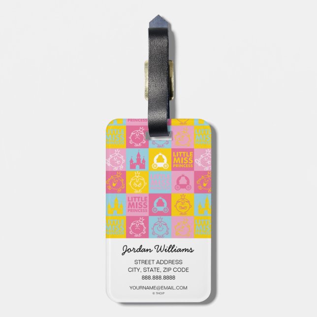 Little Miss Princess | Pretty Pastel Pattern Luggage Tag (Back Vertical)