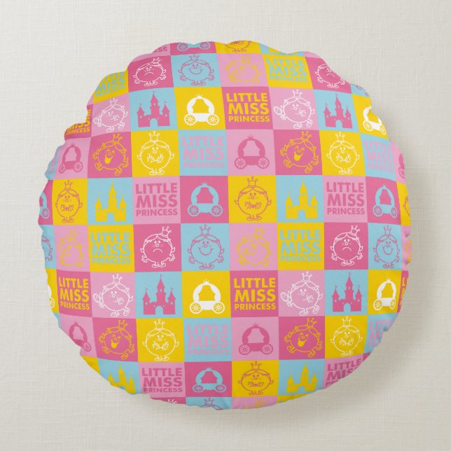 Little Miss Princess | Pretty Pastel Pattern Round Cushion (Front)