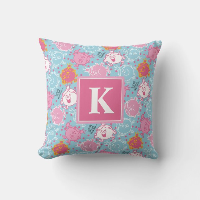 Little Miss Princess | Pretty Pink & Blue Pattern Cushion (Front)