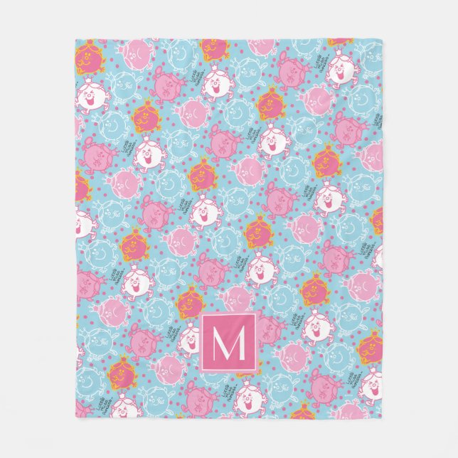 Little Miss Princess | Pretty Pink & Blue Pattern Fleece Blanket (Front)