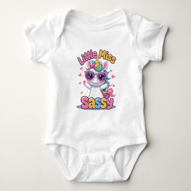 Little Miss Sassy Baby Outfit – Adorable Unicorn Bodysuit (Front)