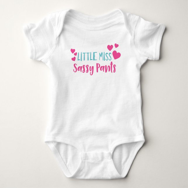 Little Miss Sassy Pants, Sassy, Sassy Girl, Hearts Baby Bodysuit (Front)