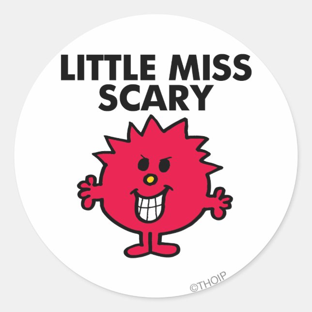 Little Miss Scary | Black Lettering Classic Round Sticker (Front)