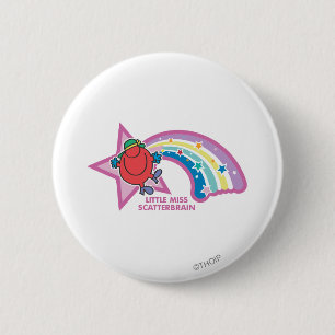 Little Miss Scatterbrain   Rainbow & Stars 6 Cm Round Badge