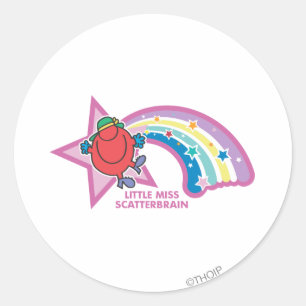 Little Miss Scatterbrain   Rainbow & Stars Classic Round Sticker