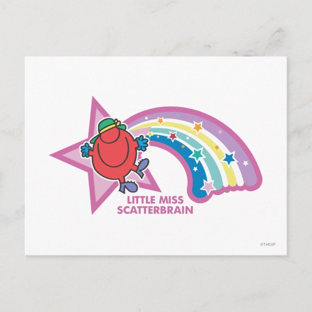 Little Miss Scatterbrain | Rainbow & Stars Postcard (Front)