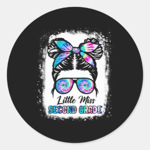 Little Miss Second Grade Girl Back To School  2nd  Classic Round Sticker
