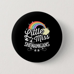 Little Miss Shenanigans for Girls and Women St Pat 6 Cm Round Badge