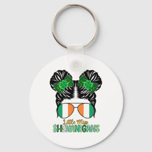Little Miss Shenanigans Girls Kids Rainbow St Patr Key Ring