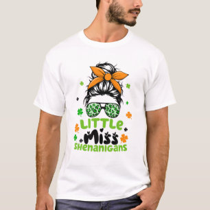 Little Miss Shenanigans Messy Bun With Sunglasses T-Shirt