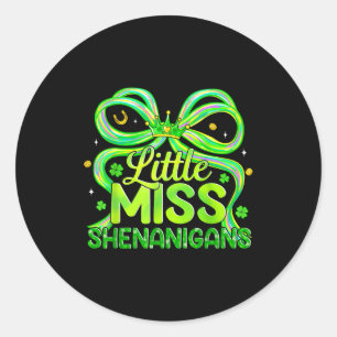 Little miss shenanigans st patricks day coquetteLi Classic Round Sticker