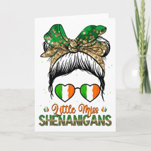 Little Miss Shenanigans St Patricks Day Girls Kids Card