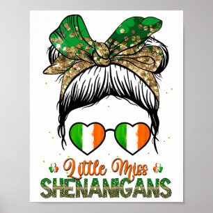 Little Miss Shenanigans St Patricks Day Girls Kids Poster