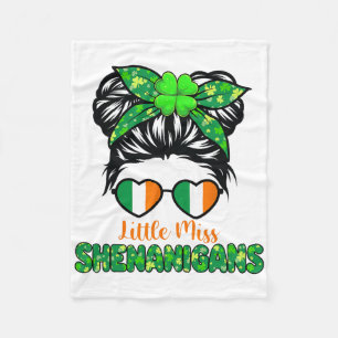 Little Miss Shenanigans St Patricks Day Kids Girls Fleece Blanket