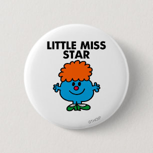 Little Miss Star Black Lettering 6 Cm Round Badge