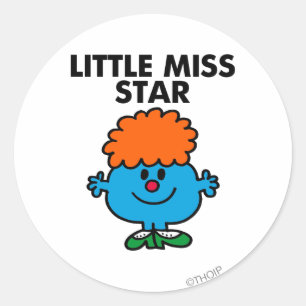 Little Miss Star   Black Lettering Classic Round Sticker