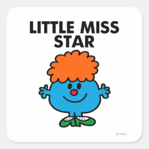 Little Miss Star   Black Lettering Square Sticker